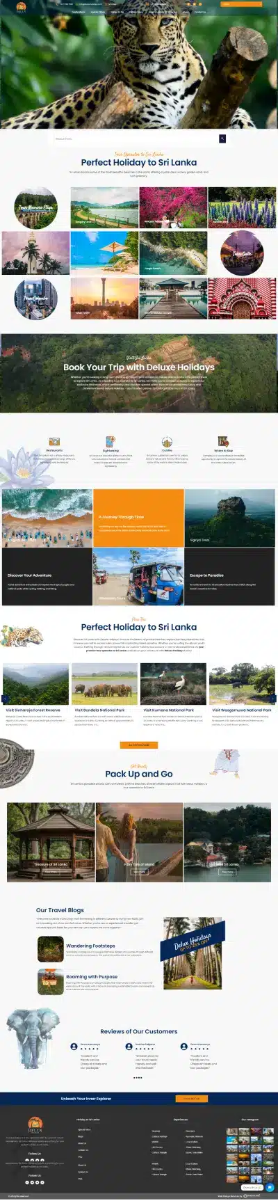 Delux Holidays website homepage - showcasing stunning Sri Lankan landscapes and attractions, designed by Weblook, a leading web design agency in Sri Lanka.