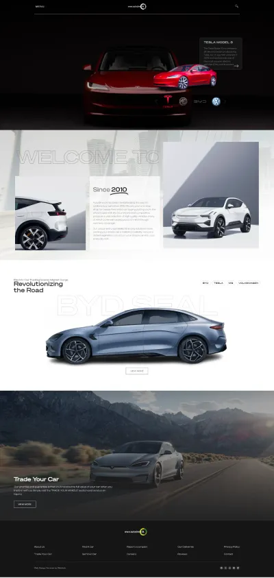 Terla Model website homepage - showcasing a modern and sleek design, featuring electric vehicles and the tagline "Revolutionizing the Road," designed by Weblook, a leading web design agency in Sri Lanka.