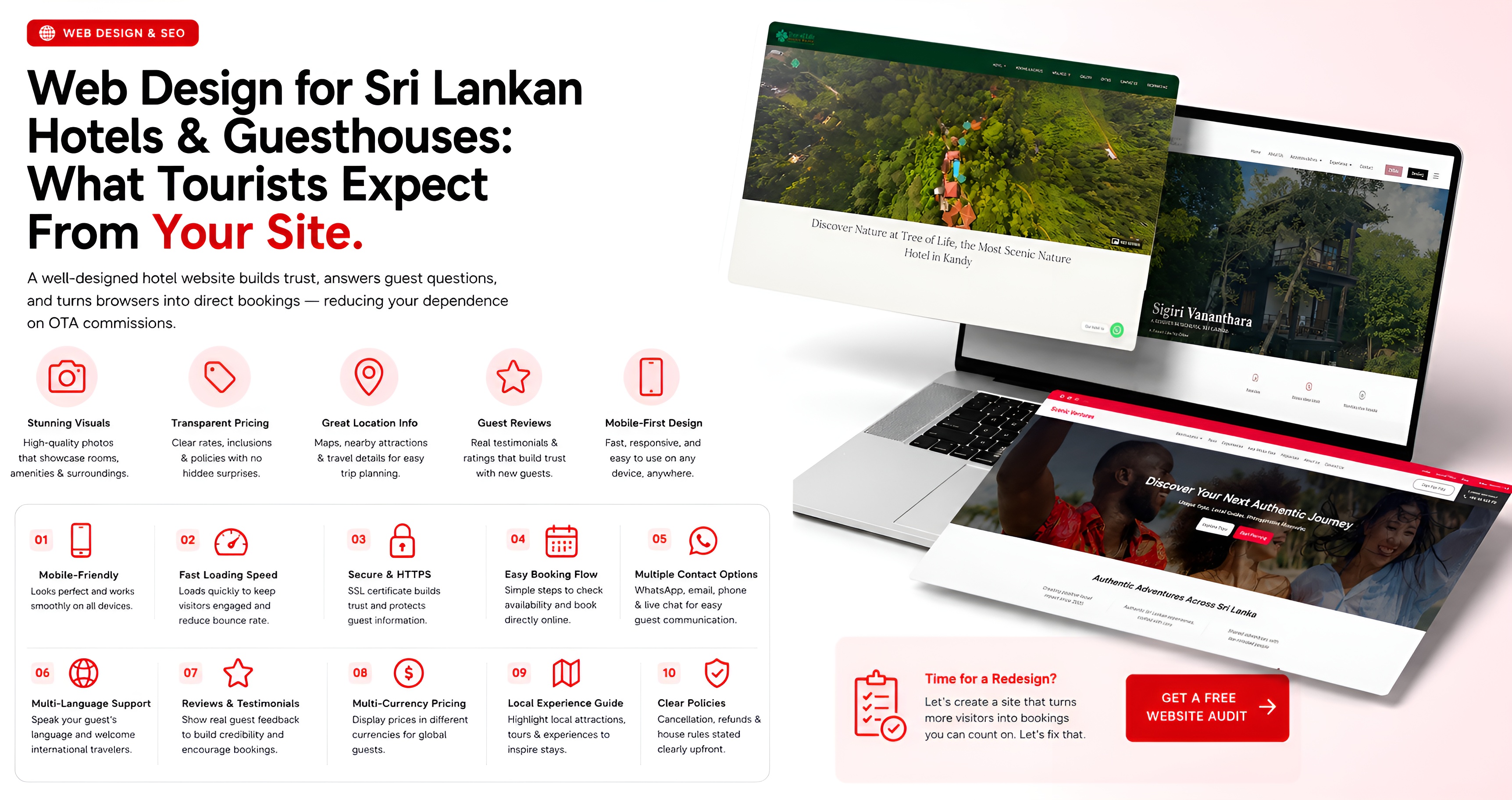 Web Design for Sri Lankan Hotels and Guesthouses , What Tourists Expect From Your Site​